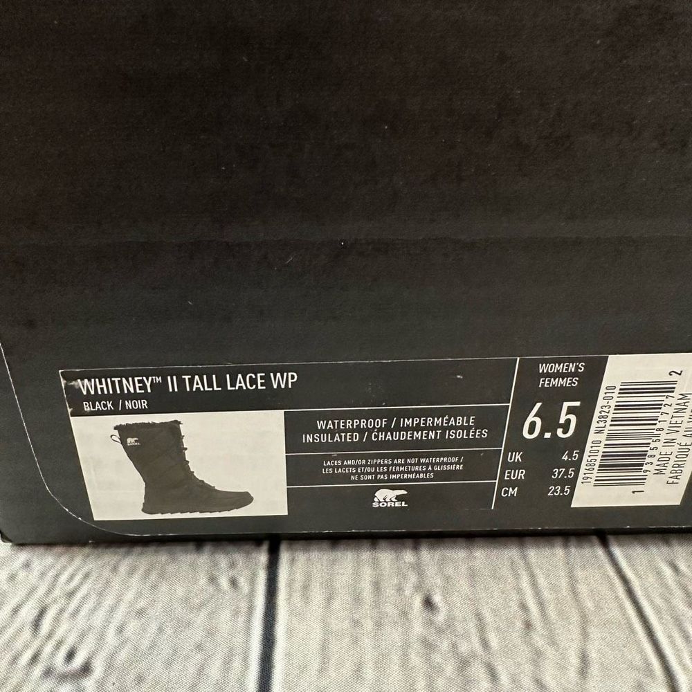 Sorel Whitney II Tall Lace Up Boot Waterproof & Insulated Black 6.5 NEW - Picture 6 of 9